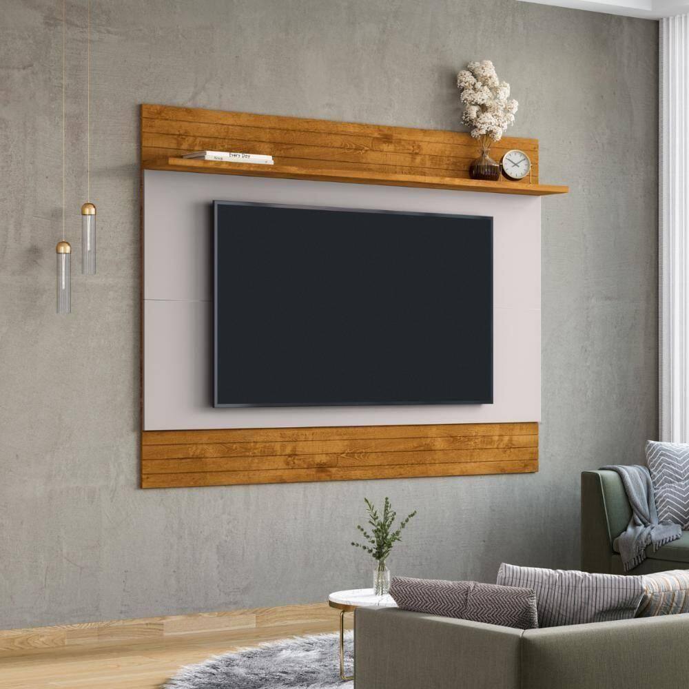 Conjunto Painel E Rack Sui Naturalle Off White