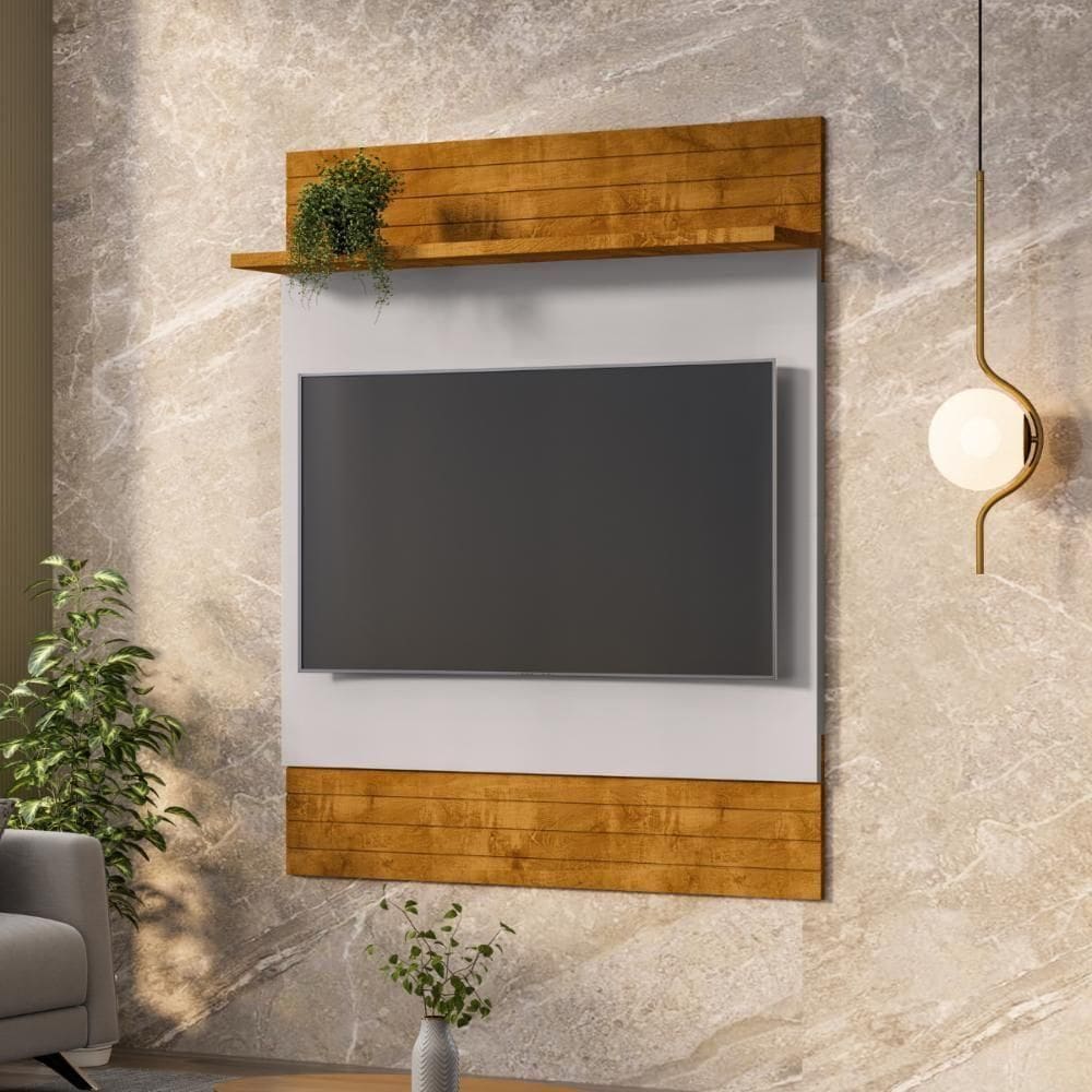 Conjunto Painel E Rack Sunnydale Naturalle Off White