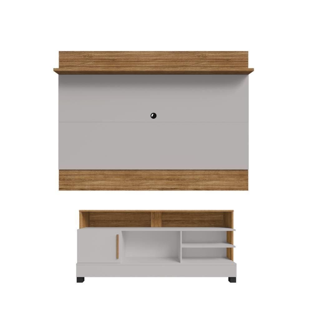 Conjunto Painel E Rack Rivia Cinamomo Off White