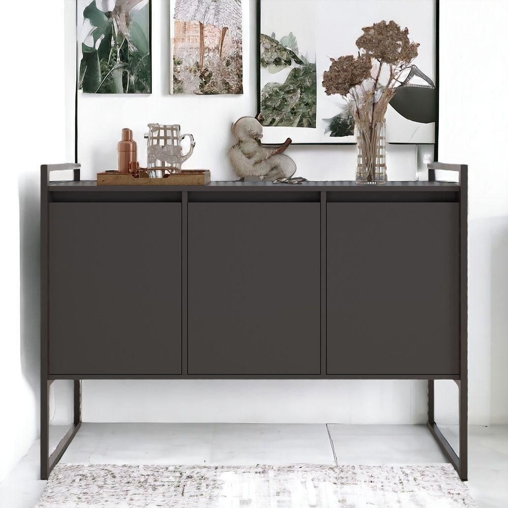 Buffet Aparador Industrial 3 Portas Porto - Preto Onix Preto Onix