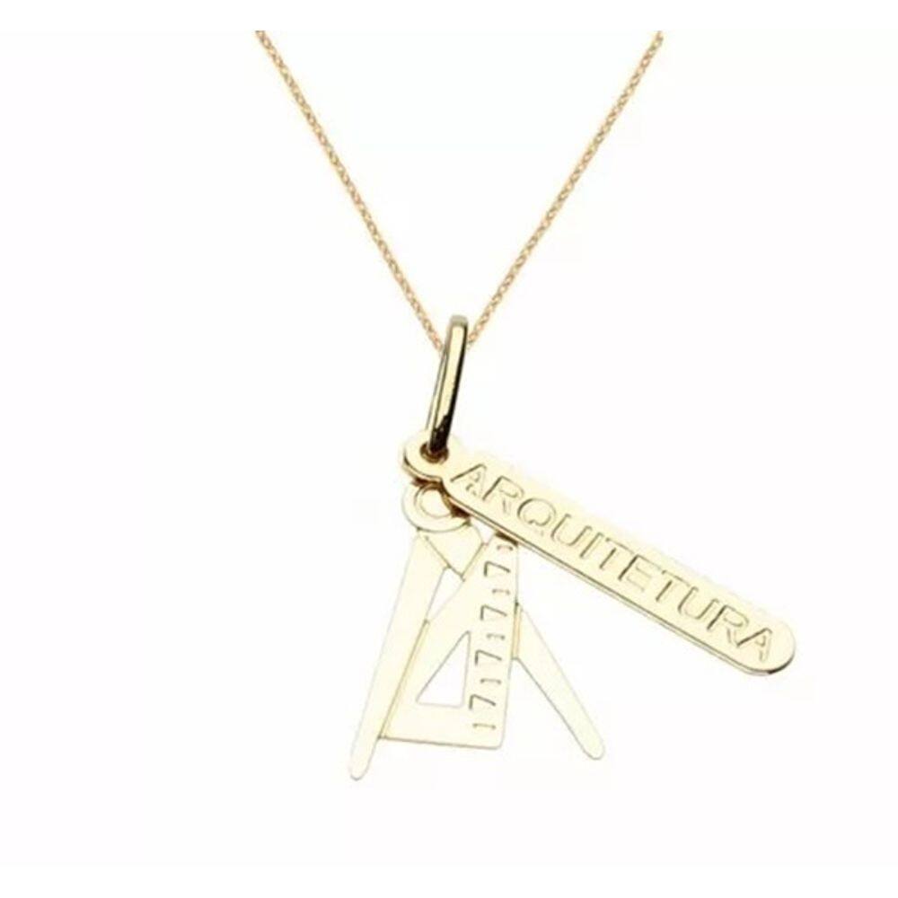 Colar Cordão Arquitetura Chapa e Placa Folheado 18k