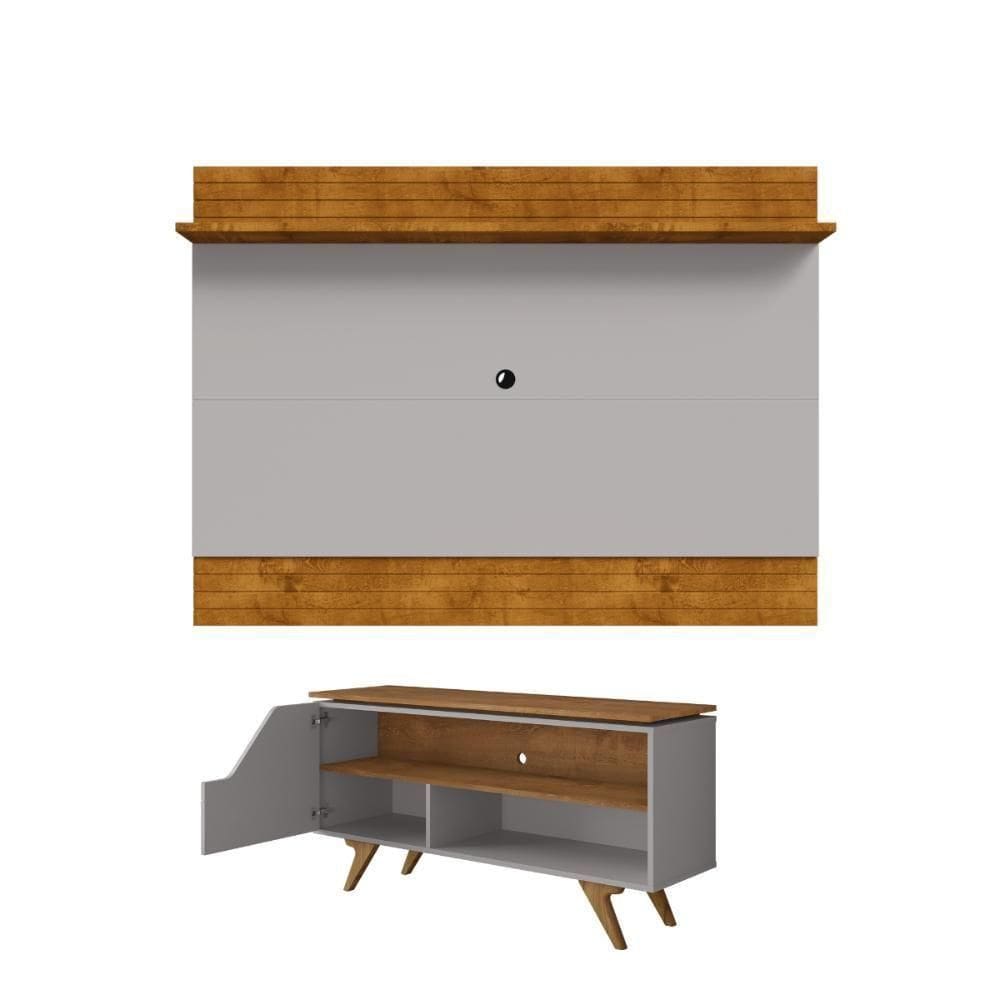 Conjunto Painel E Rack Lyria Naturalle Off White