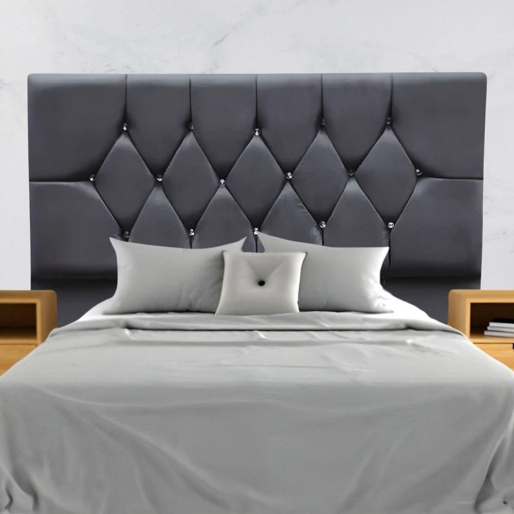 Cabeceira Para Cama Box Estofada King 195 Cm Suede Madri Cinza Escuro