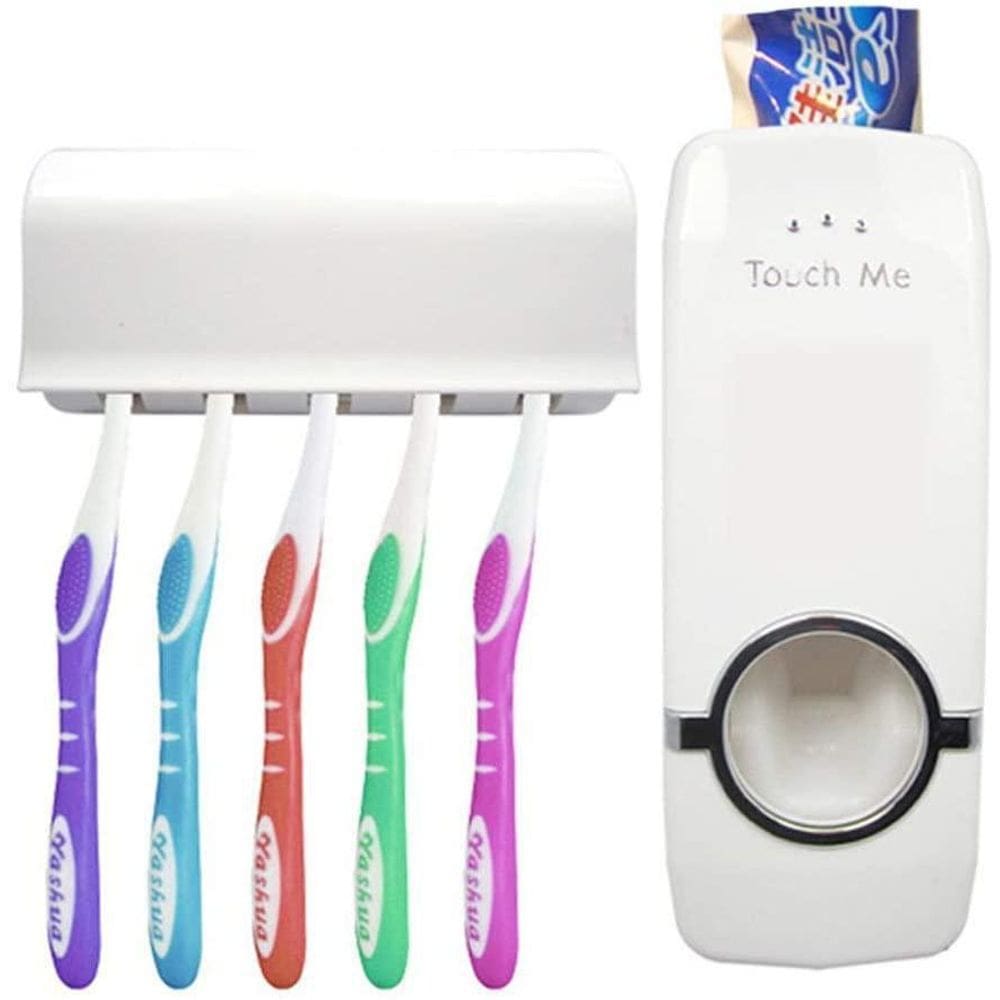 Dispenser Suporte Pasta De Dente Automático E Escova Branco
