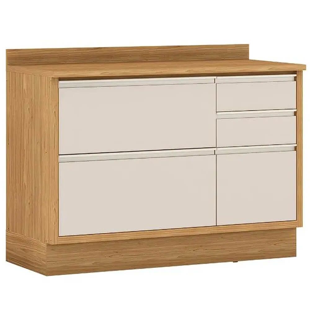 Balcão Lisboa 120cm 1 Porta 4 Gavetas para Cozinha Itatiaia Cor Off White