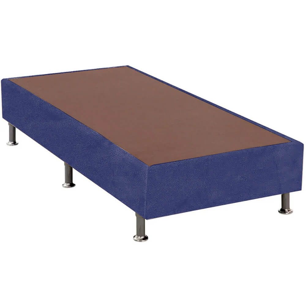 Base Cama Box Solteiro Suede 25x88x188 Cor Azul