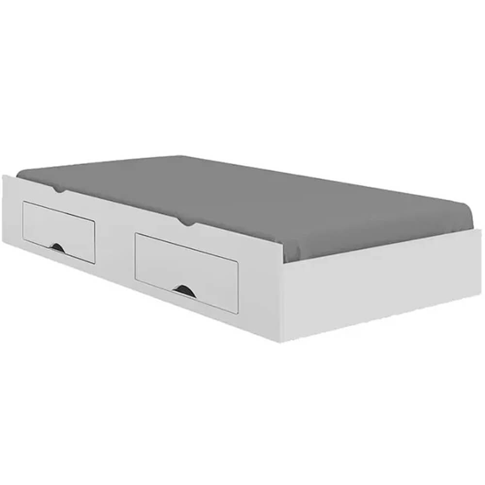 Cama Auxiliar Milenio Solteiro com 2 Gavetas D Doro Cor Branco