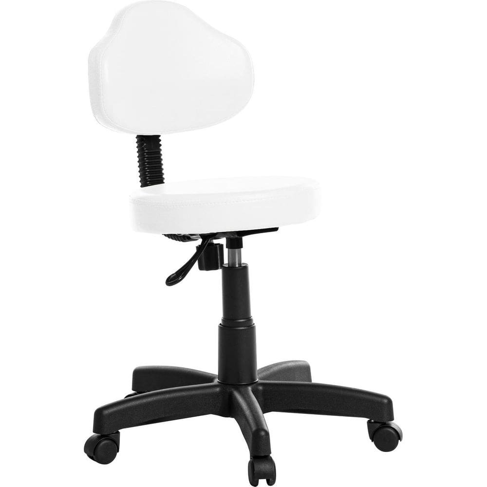 Mocho Branco Giratório - Couro Ecológico - Ideal Clínicas