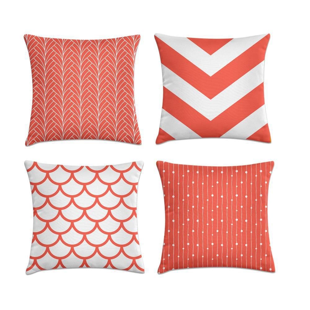 Kit 4 Capas De Almofadas Geométrica Coral 45X45