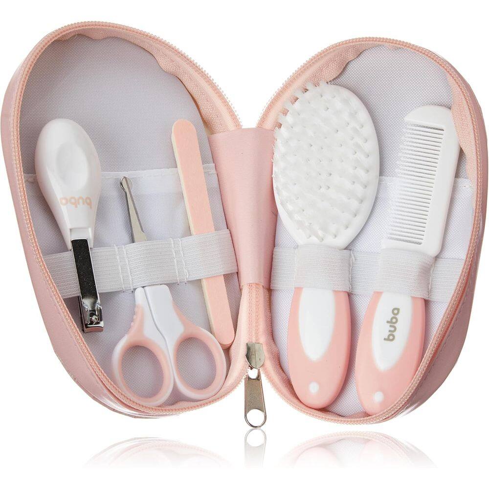 Kit Cuidados Higiene Para Bebês Com Estojo Manicure rosa