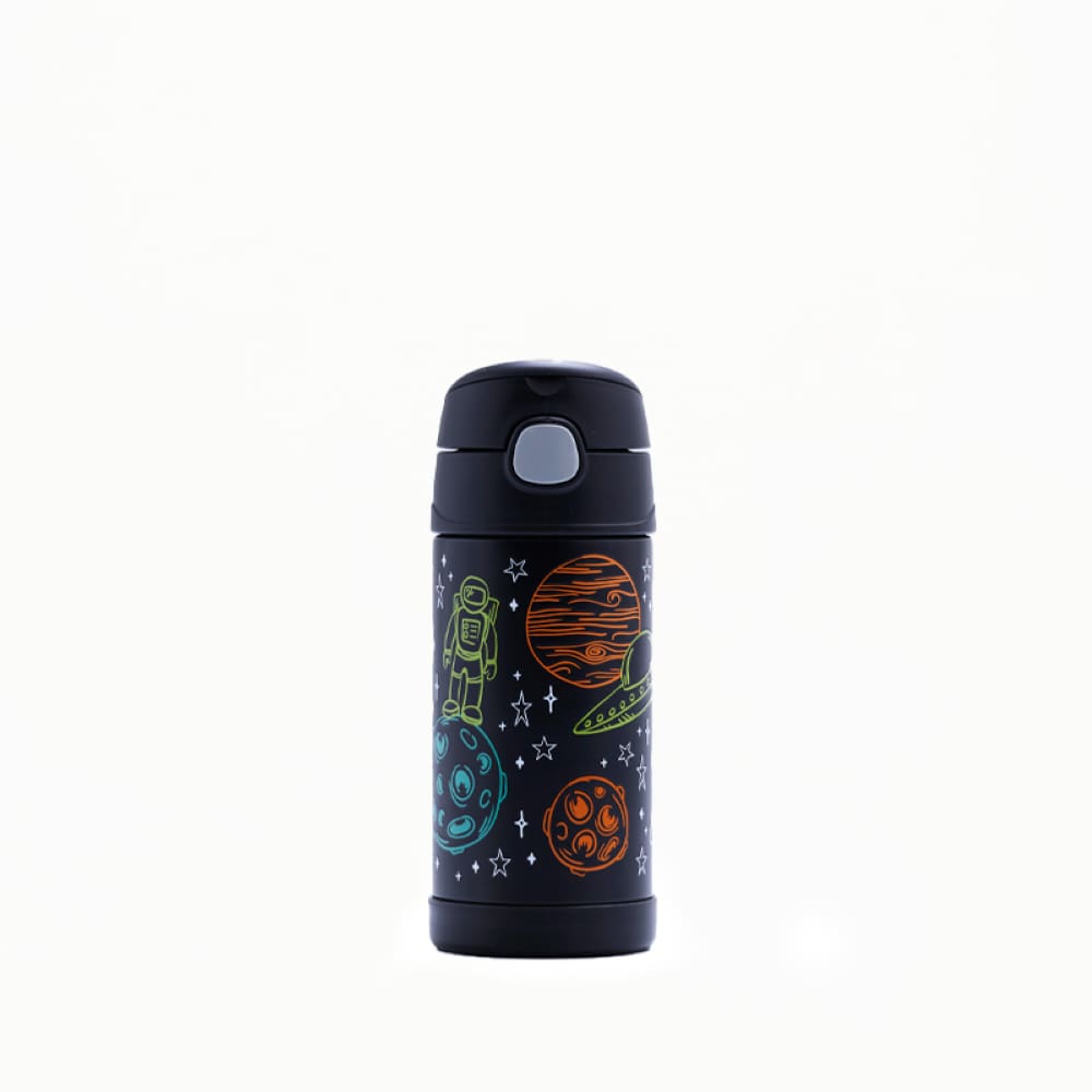 Garrafa Térmica Infantil Funtainer Astronauta Preta Thermos - 355ml