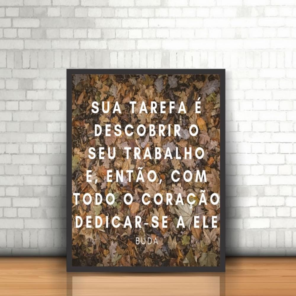 Quadro Moldura - Religião Frase Reflexiva Buda Folhas Tarefa