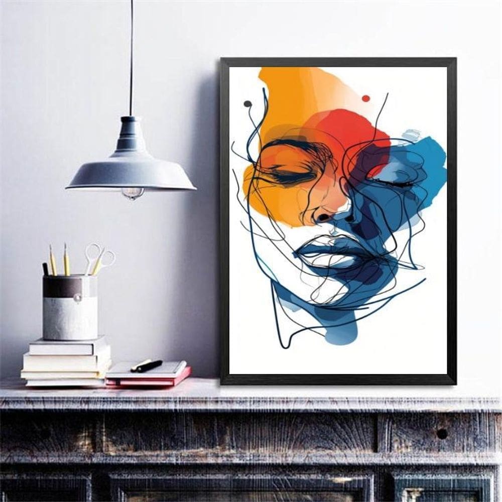 Quadro Decorativo Abstrato Rosto Mulher 24X18Cm