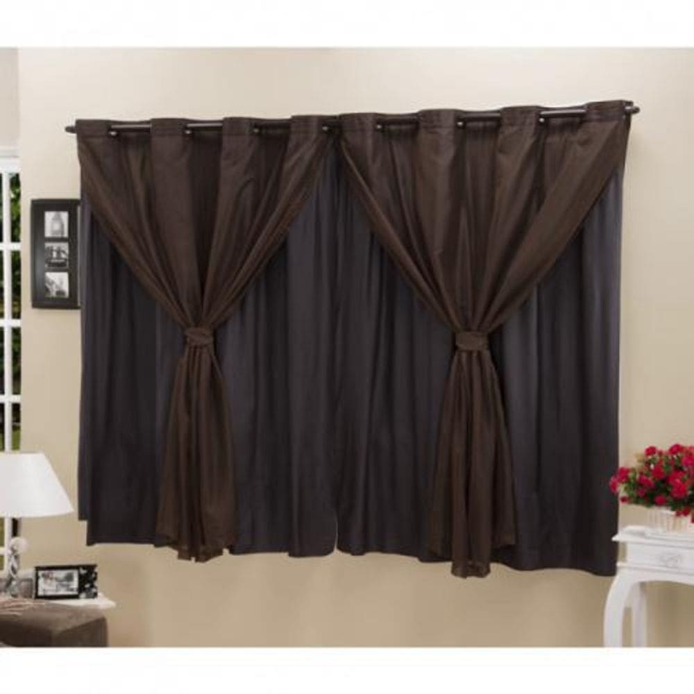 Cortina Blackout Pvc Com Tecido Voil 2,00 M X 1,40 M Tabaco