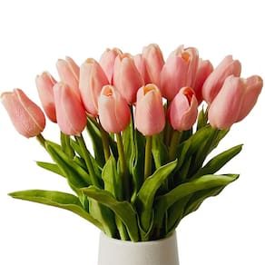 Tulipas artificiais Fanber Real Touch Latex, 20 unidades, rosa
