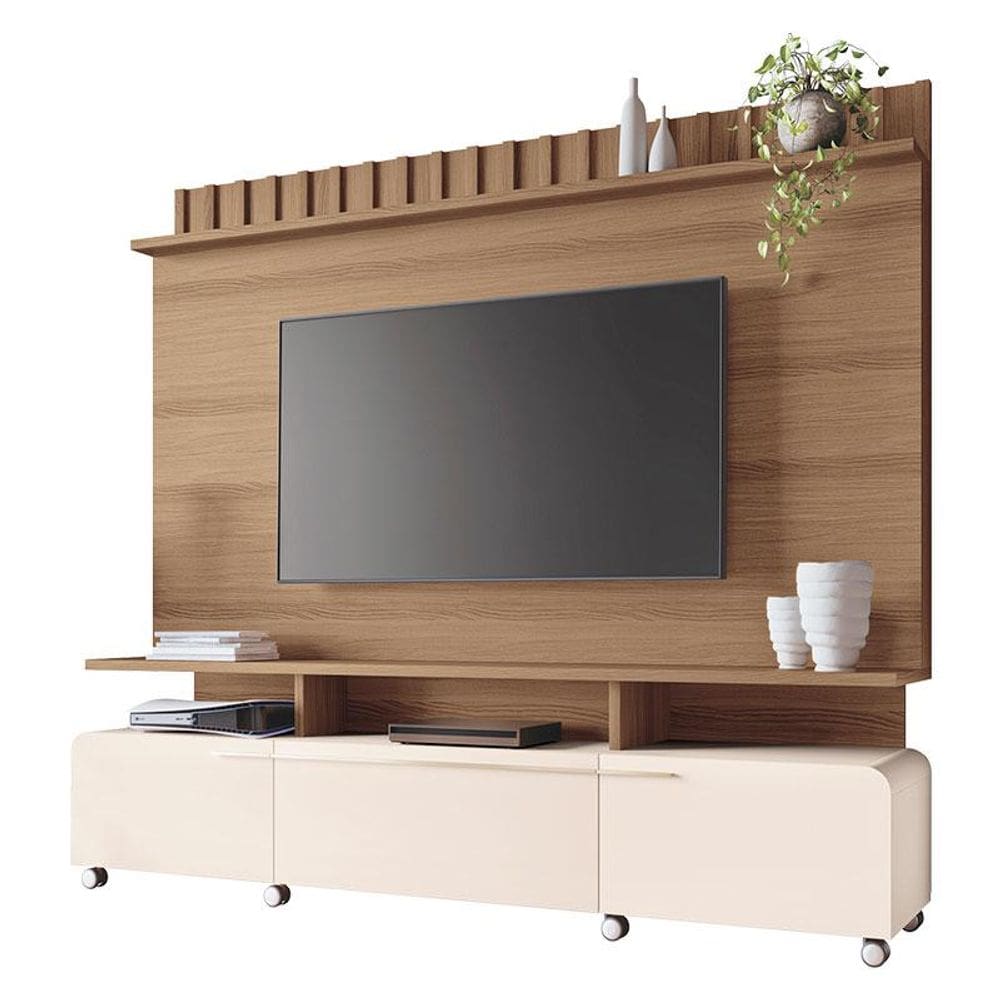Estante Home Theater Artís Castanho Off White – HB Móveis