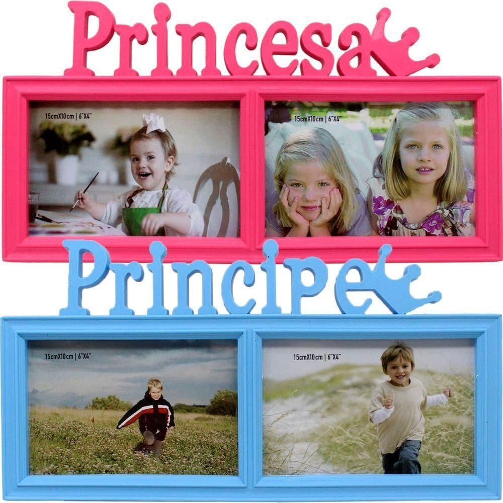 Dupla Porta Retrato Infantil Mural Príncipe Princesa 15x10cm