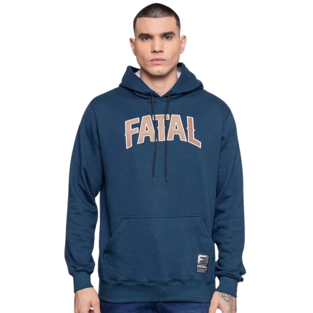 Moletom Masculino Fatal Canguru Velvet Azul Marinho 28078