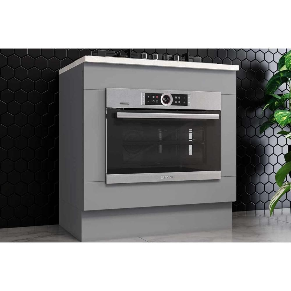 Módulo Cozinha Henn Americana Balcão c/ Tampo p/ Forno de Embutir e Cooktop 80cm Cinza-Henn