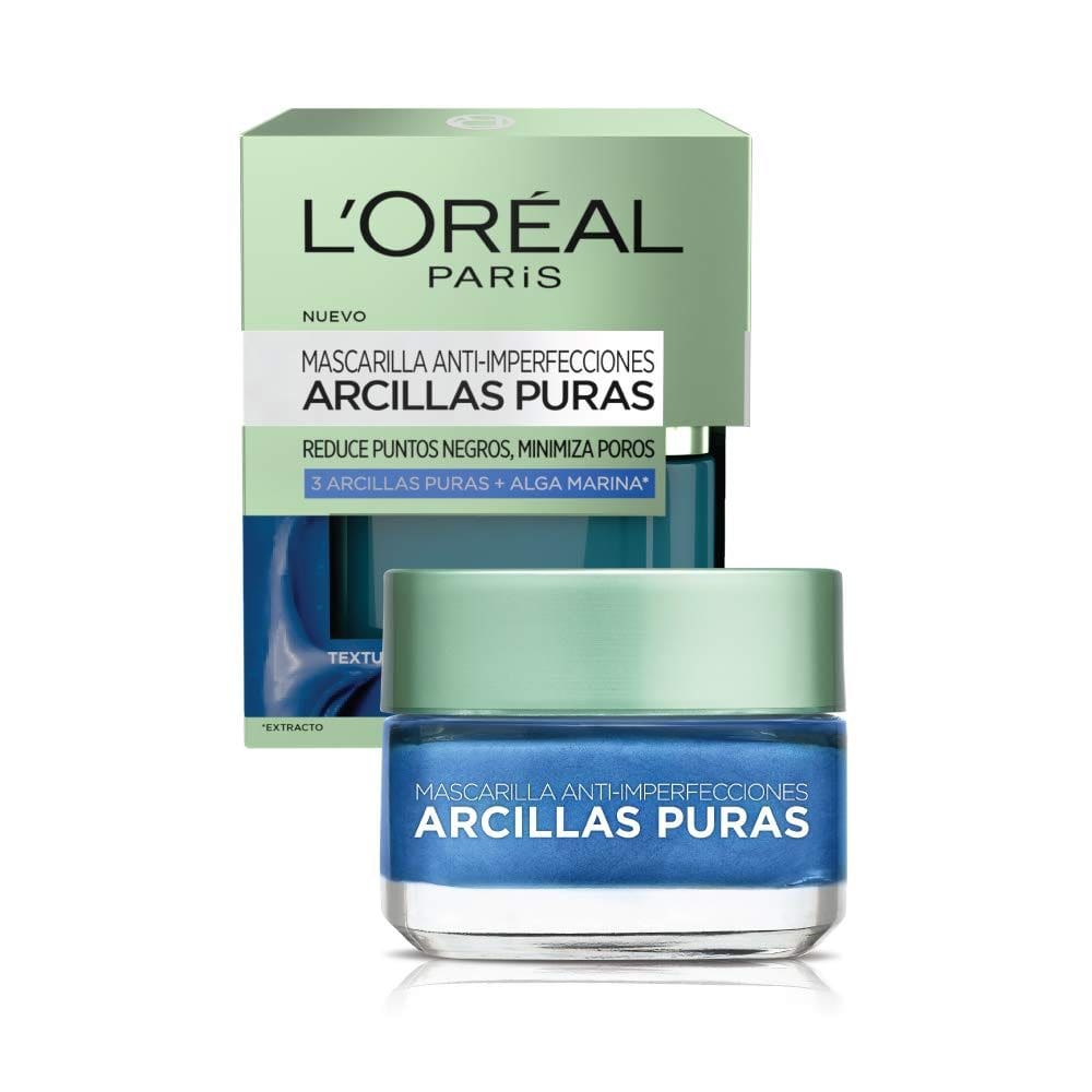 Máscara facial L`Oréal Paris Pure-Clay com algas marinhas 50mL para vermelhidão
