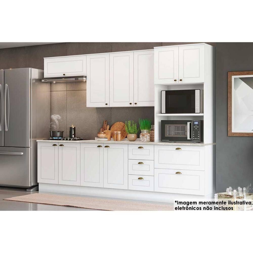 Kit Cozinha Modulada 7 Peças Americana (2Aéreos+2Balcões+1Paneleiro+2Complemento) CZ145 Branco - Henn