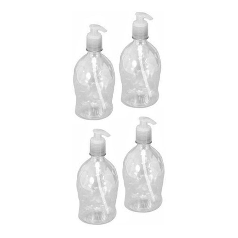 Kit 4 Saboneteiras Plástica Válvula Pump 500Ml