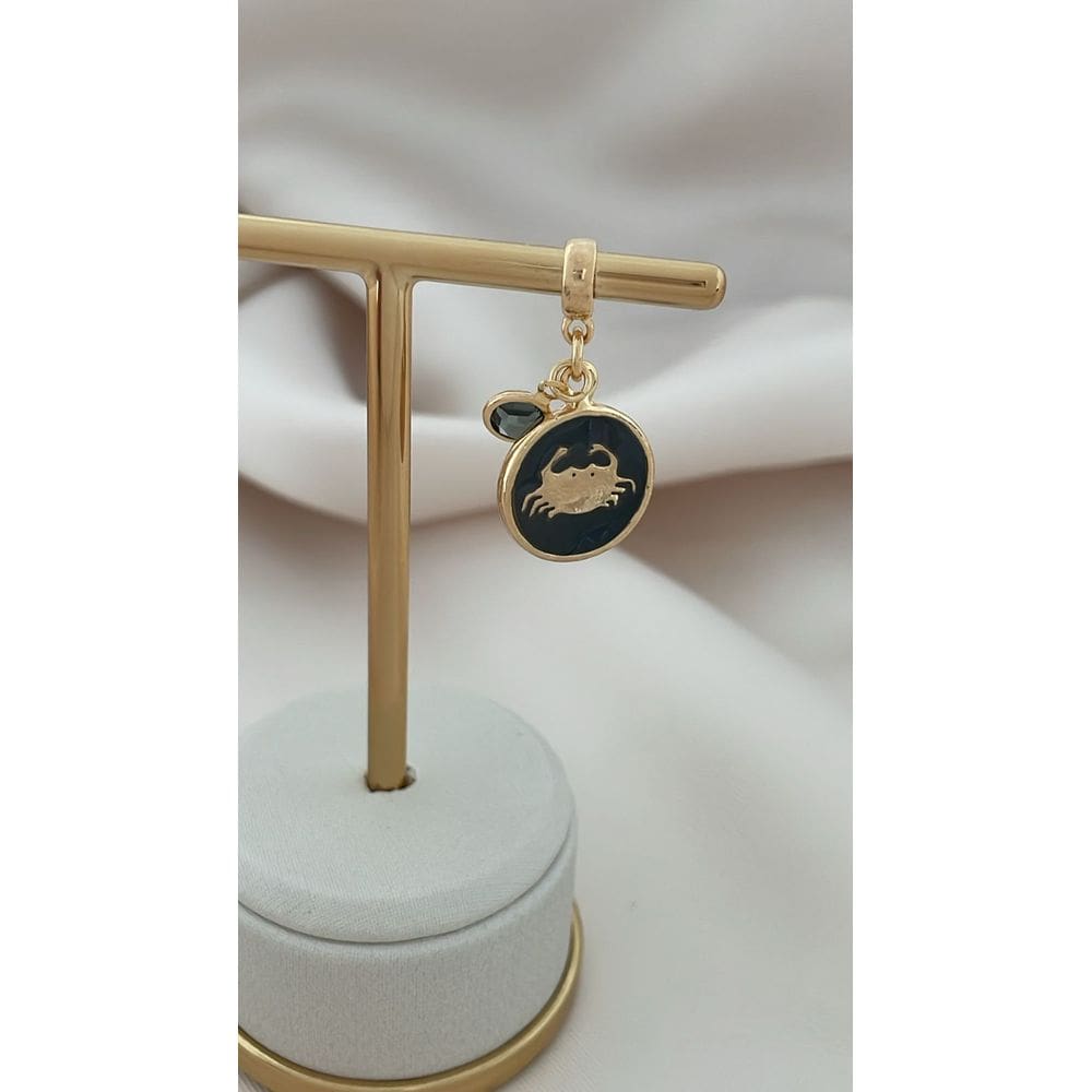 Berloque Resinado Signo Cancer Banhado a Ouro