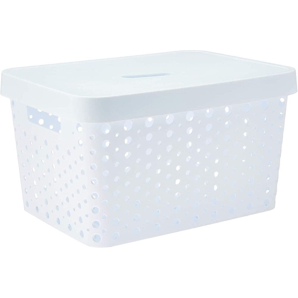 Cesto Caixa Organizadora Rattan Com Tampa 17L Branco Usual