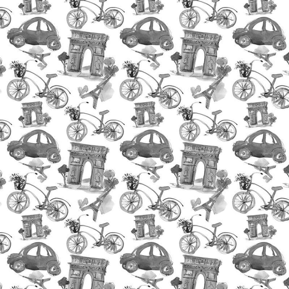 Papel De Parede Paris Pintura Cinza Autocolante Lavável