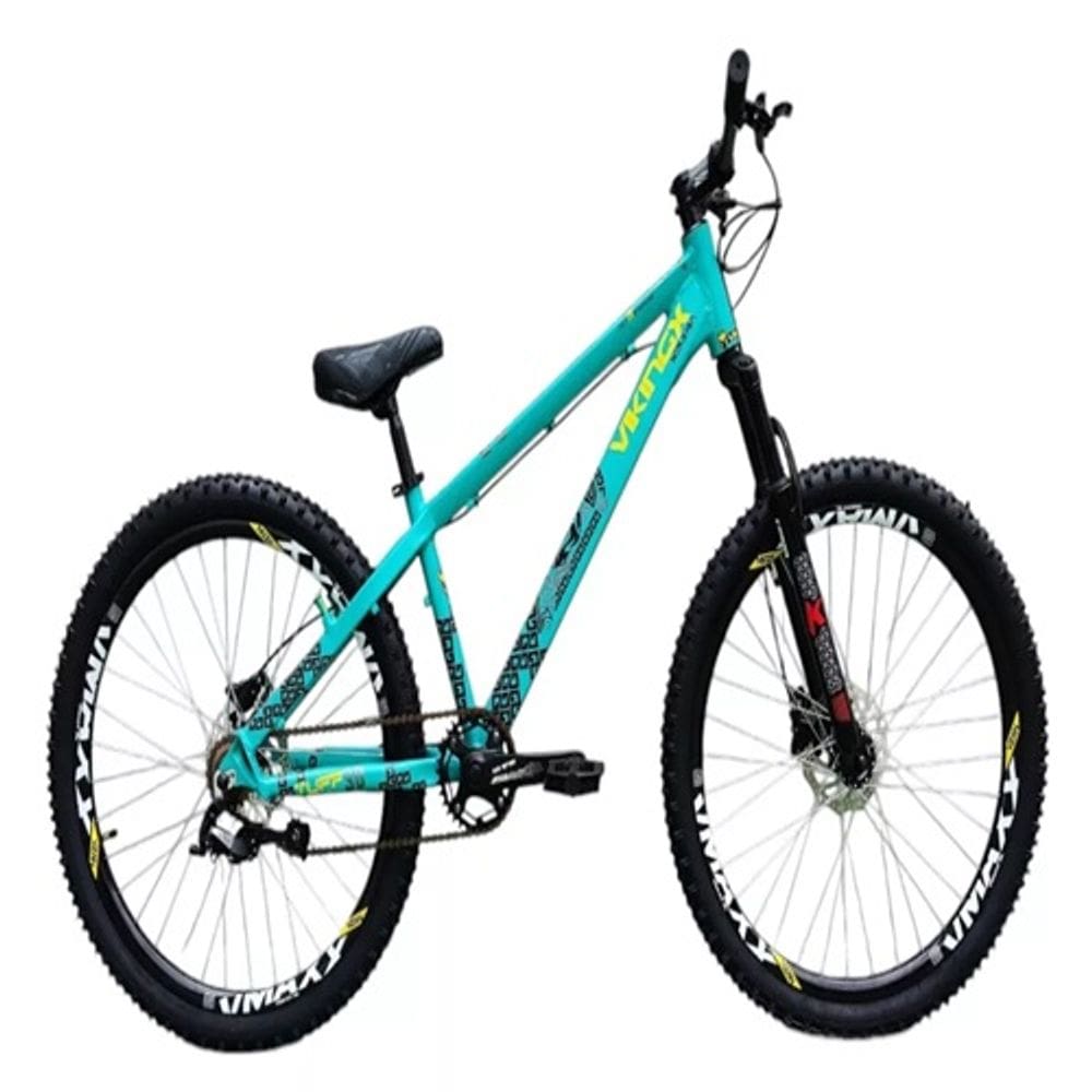 Bicicleta Vikingx Azul Tribal Aro 26 Single Wheeling Freio Hidráulico