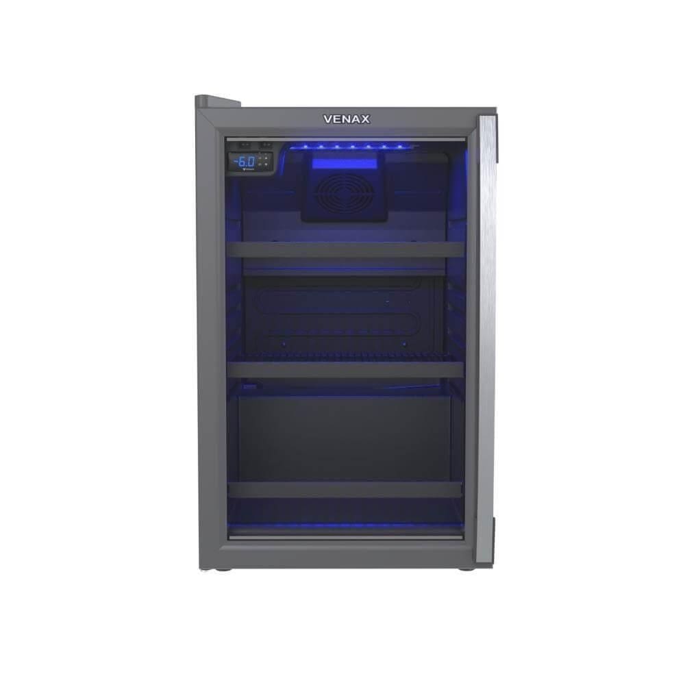 Cervejeira Venax Blue Light 100L Porta Invertida Grafite 127V Prateleiras Reguláveis 29155