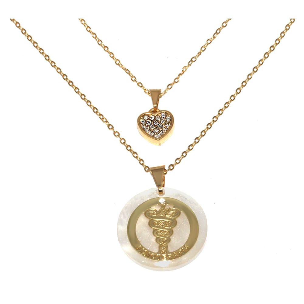 Colar Duplo Curso Profissão Fisioterapia Folheado Ouro 18k