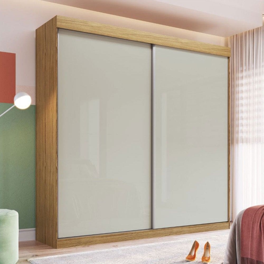 Guarda-Roupa Casal 2 Portas 4 Gavetas Rp5240 Flex Naturallle/Cristalo - Decibal