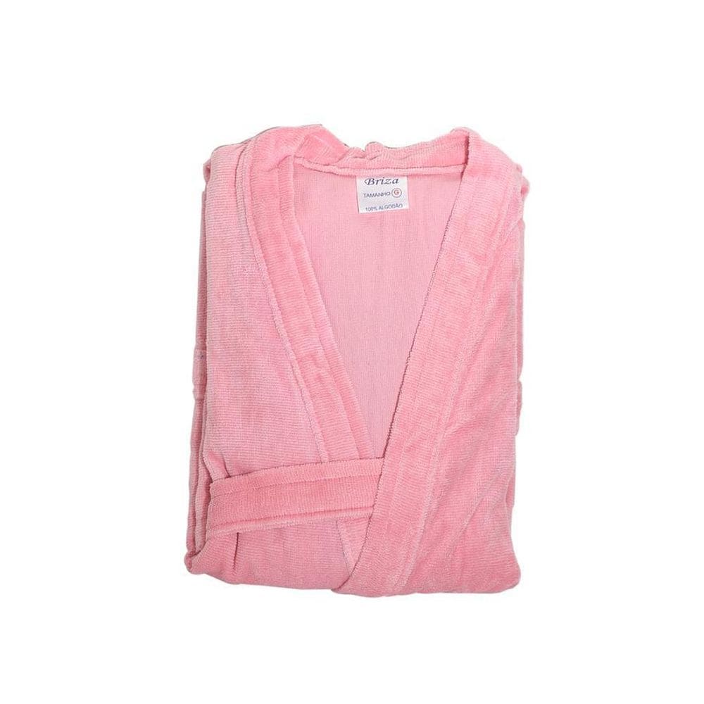 Roupão Veludo 100% Algodão Briza Rosa 3008 Tamanho G