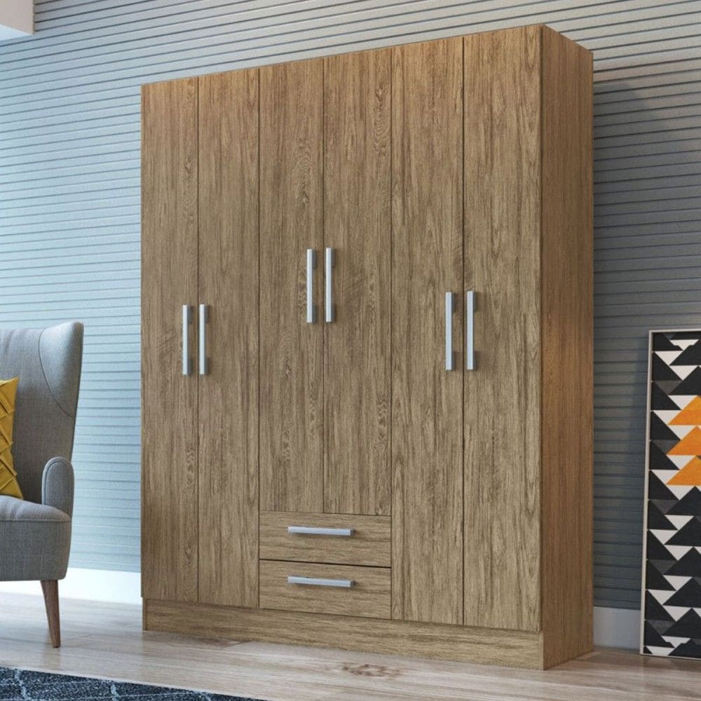 Guarda-Roupa Casal 6 Portas 2 Gavetas Rp1620 Wood - Decibal