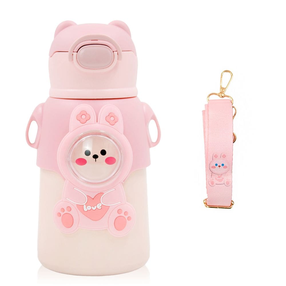Garrafinha C/ Canudo Squeeze Infantil Garrafa Bebe Rosa