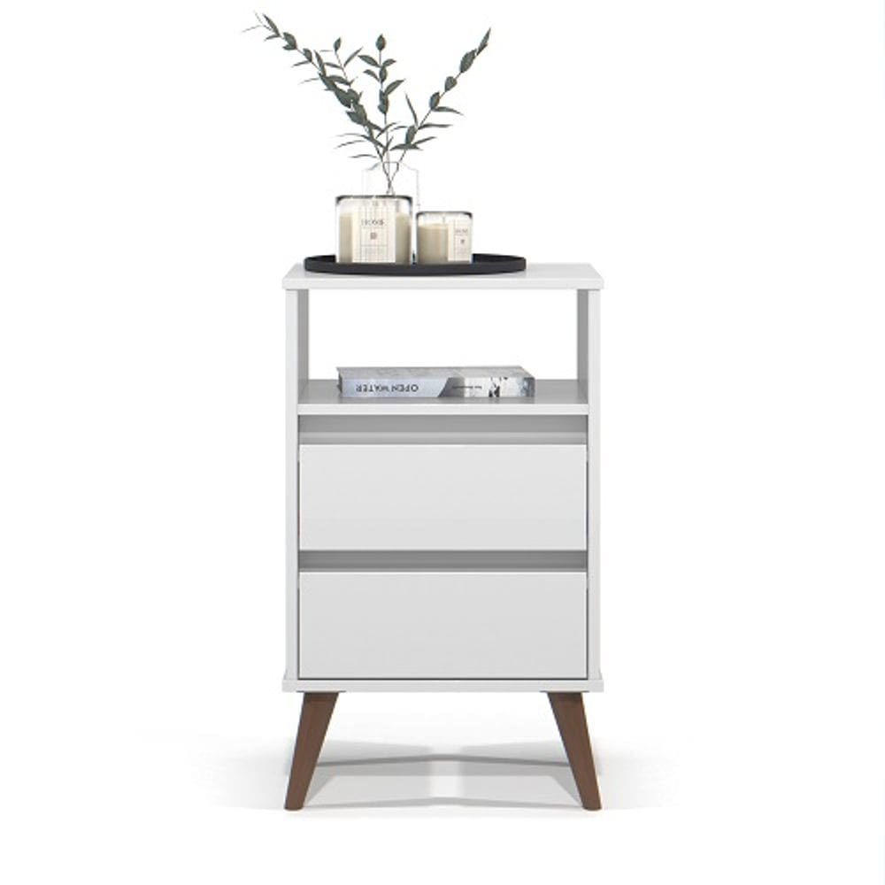 Mesa De Cabeceira Retrô Roma Branco - EJ Móveis
