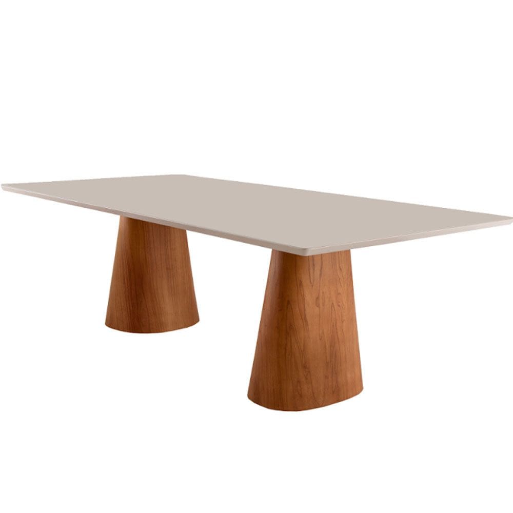 Mesa para Sala de Jantar Noronha 220cm Madeira com Vidro Moderna Mobília