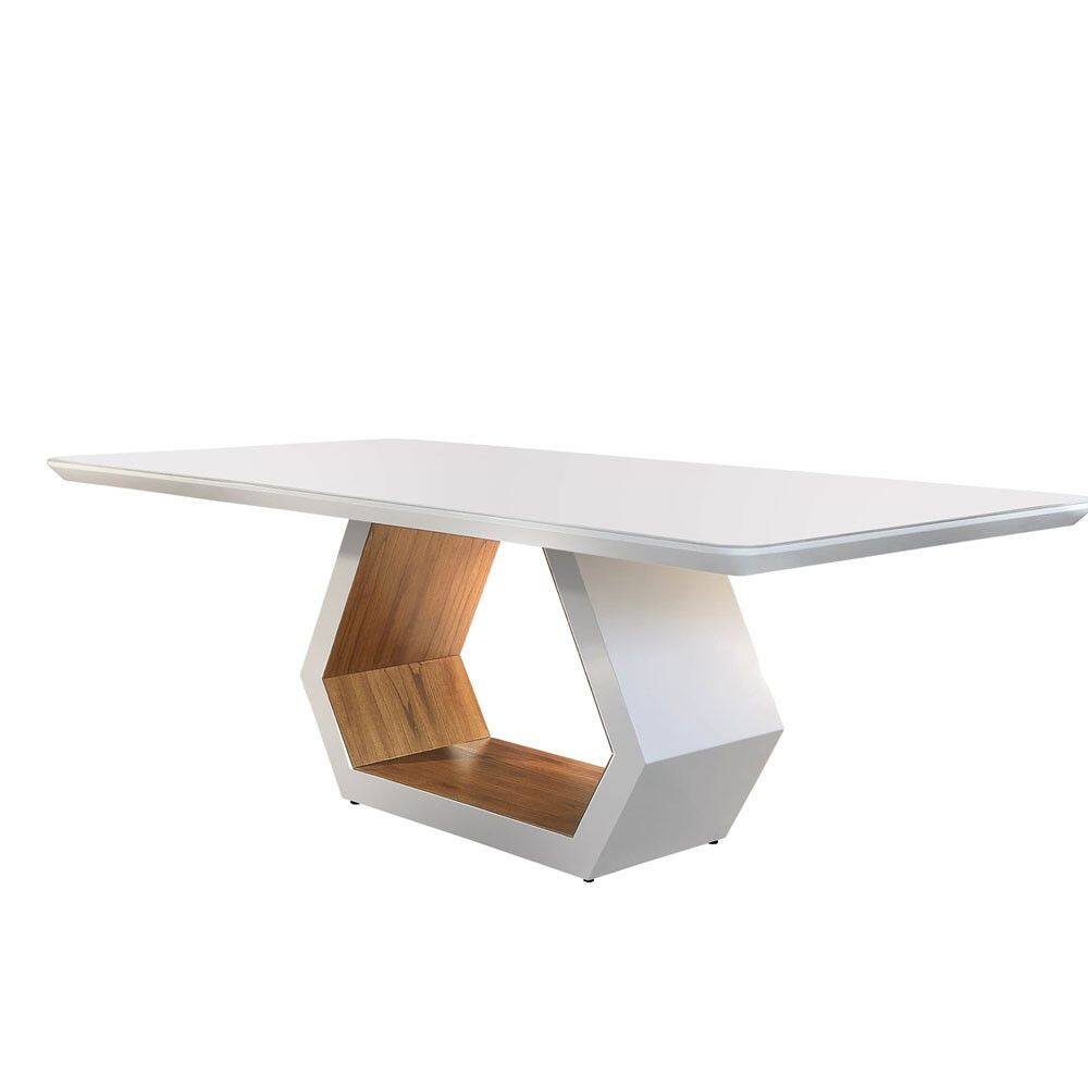 Mesa Ane 200cm Madeira e Vidro Mobillare