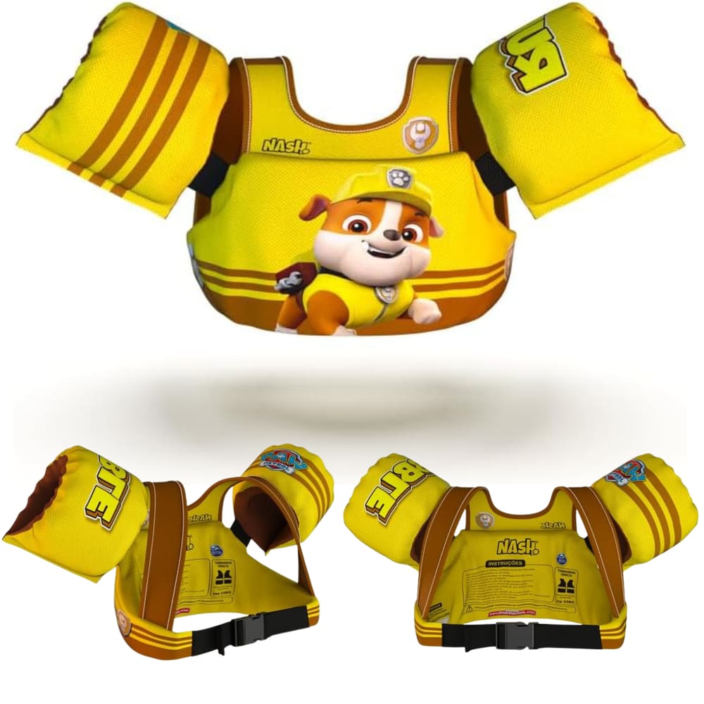 Boia Infantil Patrulha Canina Rubble Colete Salva Vidas Nash
