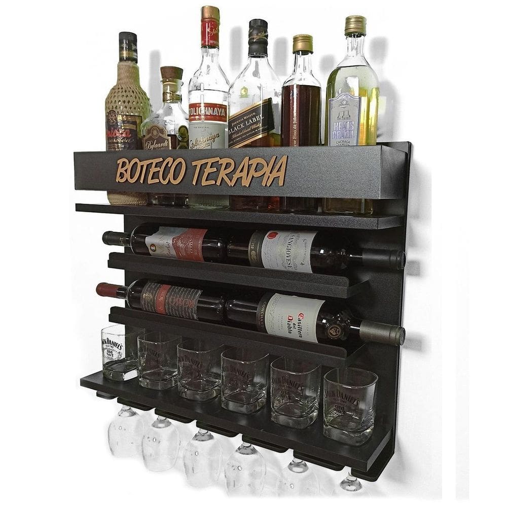 Barzinho Adega de Parede - Boteco Terapia - 60 x 51 Preto