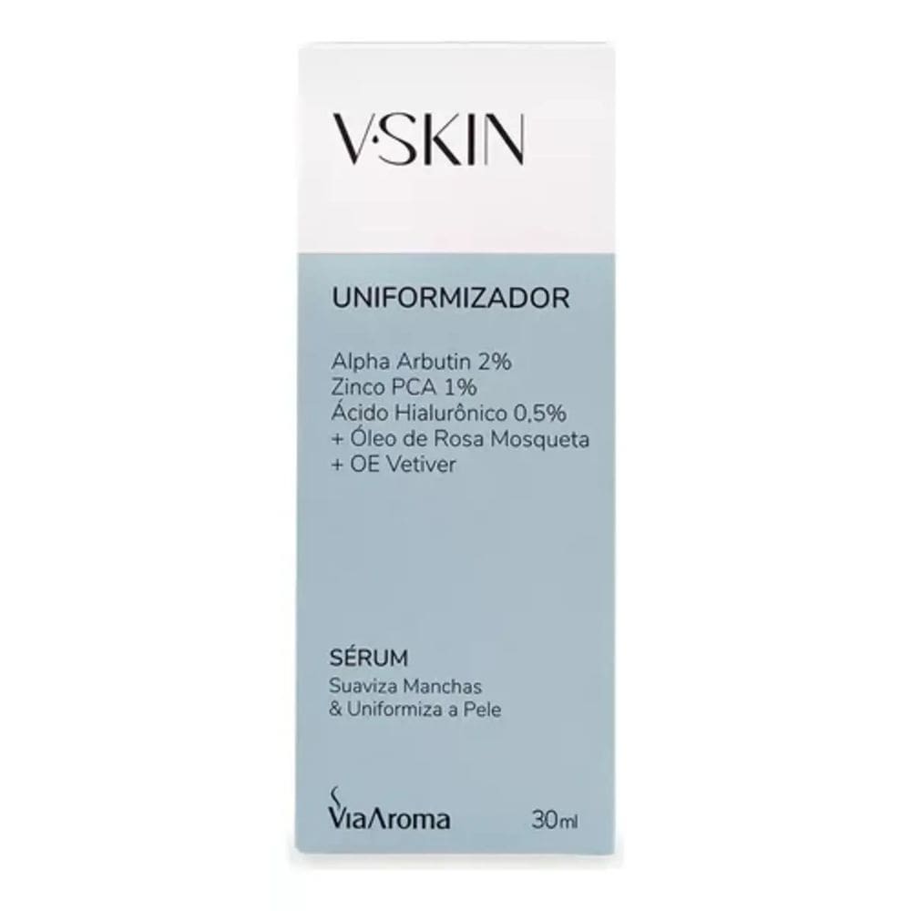 V.Skin Sérum Uniformizador Alpha Zinco Ácido Óleos Vegano - Via Aroma - 30ml