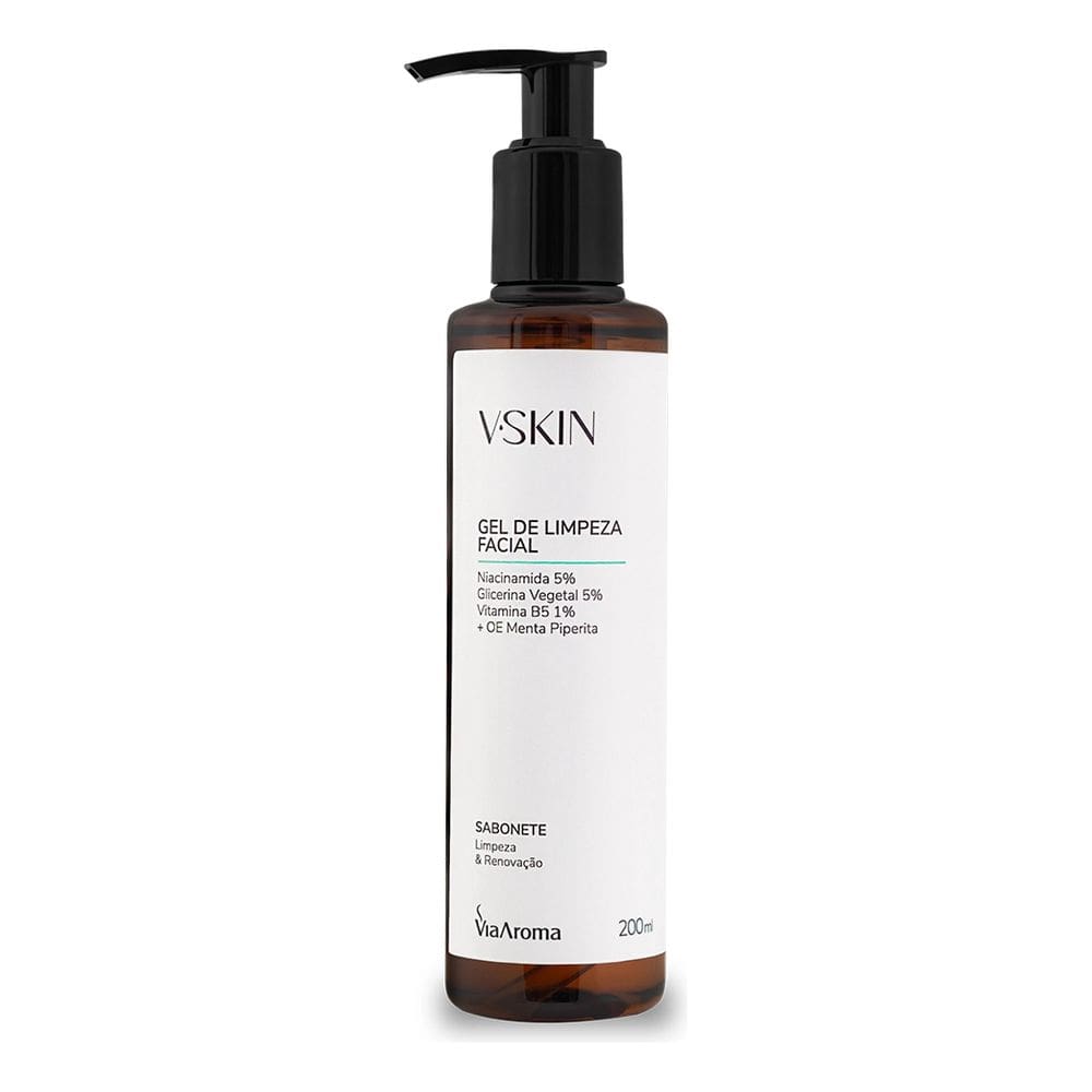 V.Skin Sabonete Gel de Limpeza Facial 200ml Vegano Via Aroma