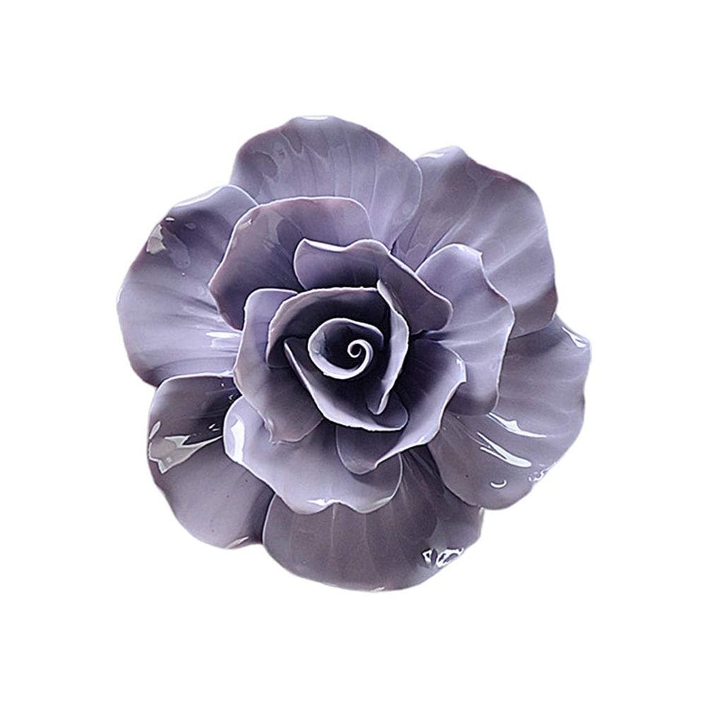 Escultura de rosa em cerâmica pendurada na parede HEALLILY Purple 14cm