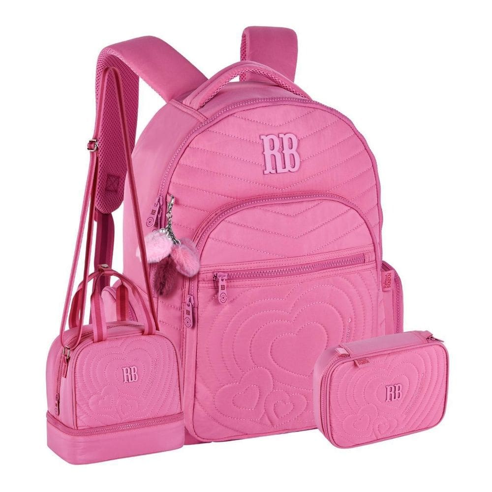 Kit Mochila Rebecca Bonbon De Costas Lancheira Estojo - Rosa
