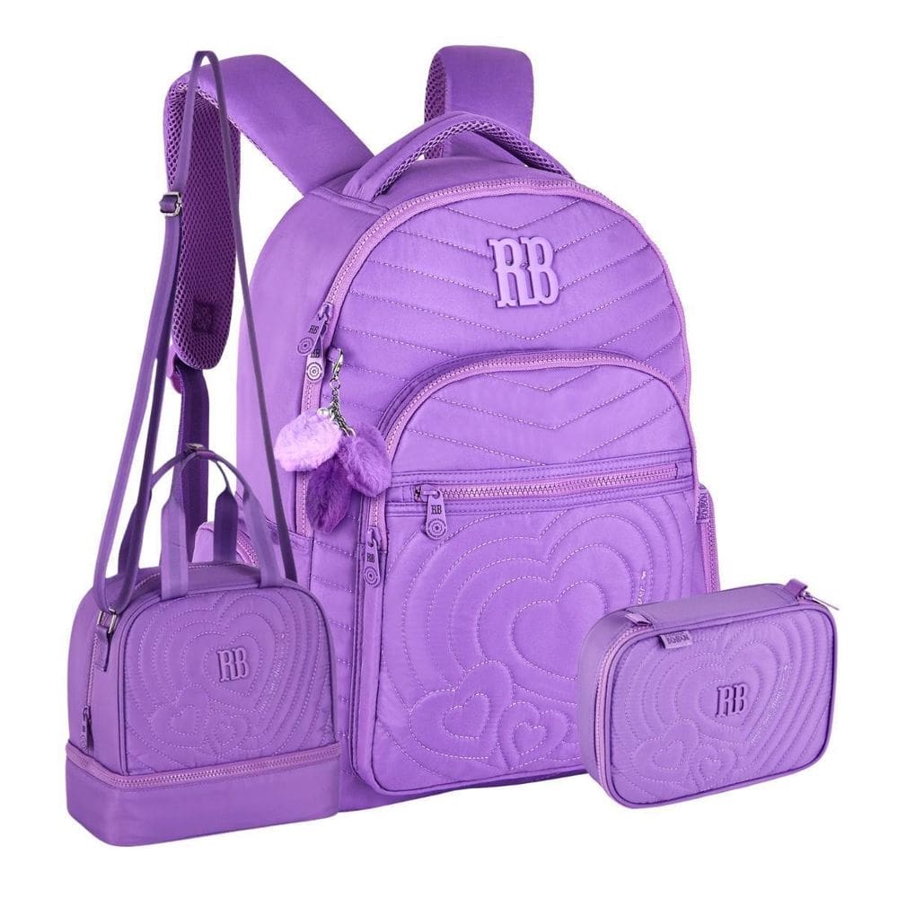 Kit Mochila Rebecca Bonbon De Costas Lancheira Estojo - Roxo
