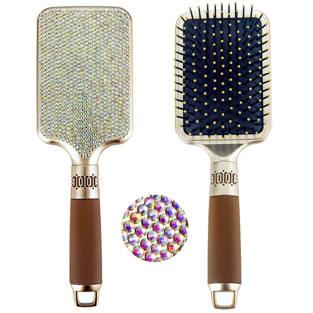 Conjunto de escovas de cabelo, pente cravejado de diamante e escova desembaraçadora