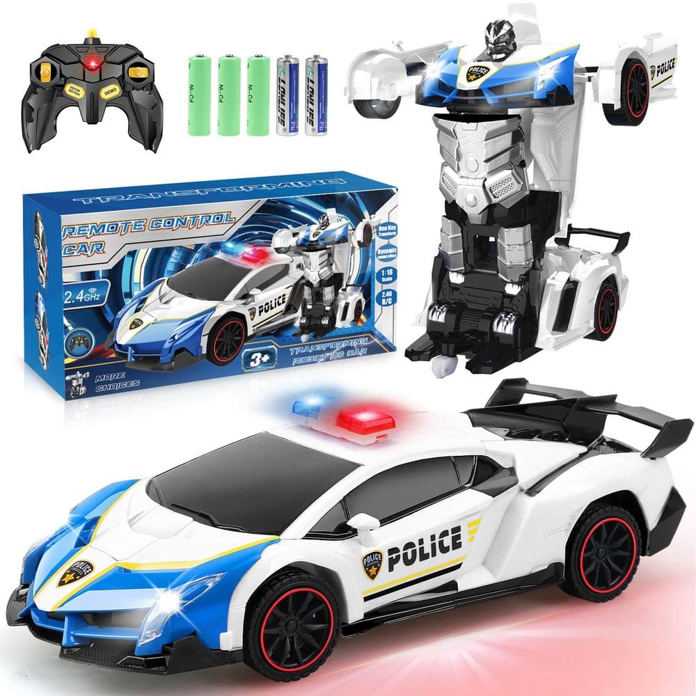 Carro de controle remoto Dolanus Transforming Police Robot Blue