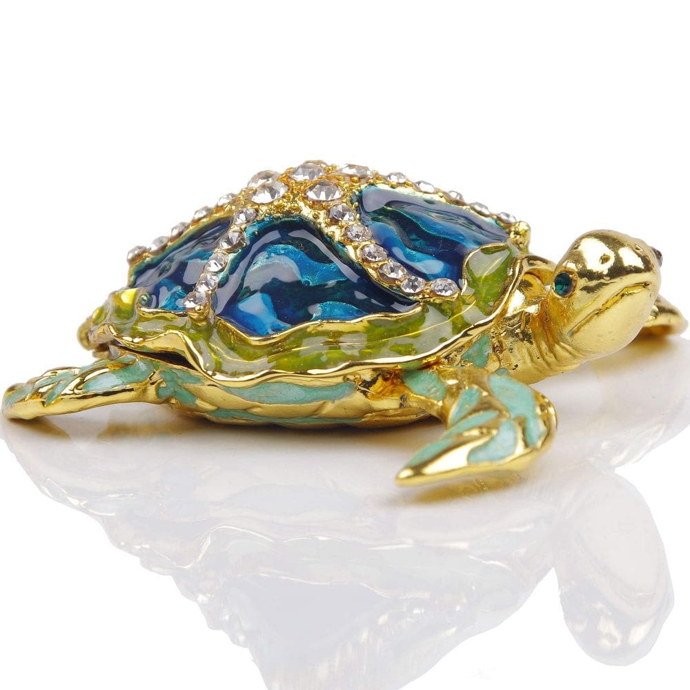 Caixa de joias SEVENBEES Sea Turtle, estatueta de tartaruga marinha, caixa de bugigangas com dobradiças