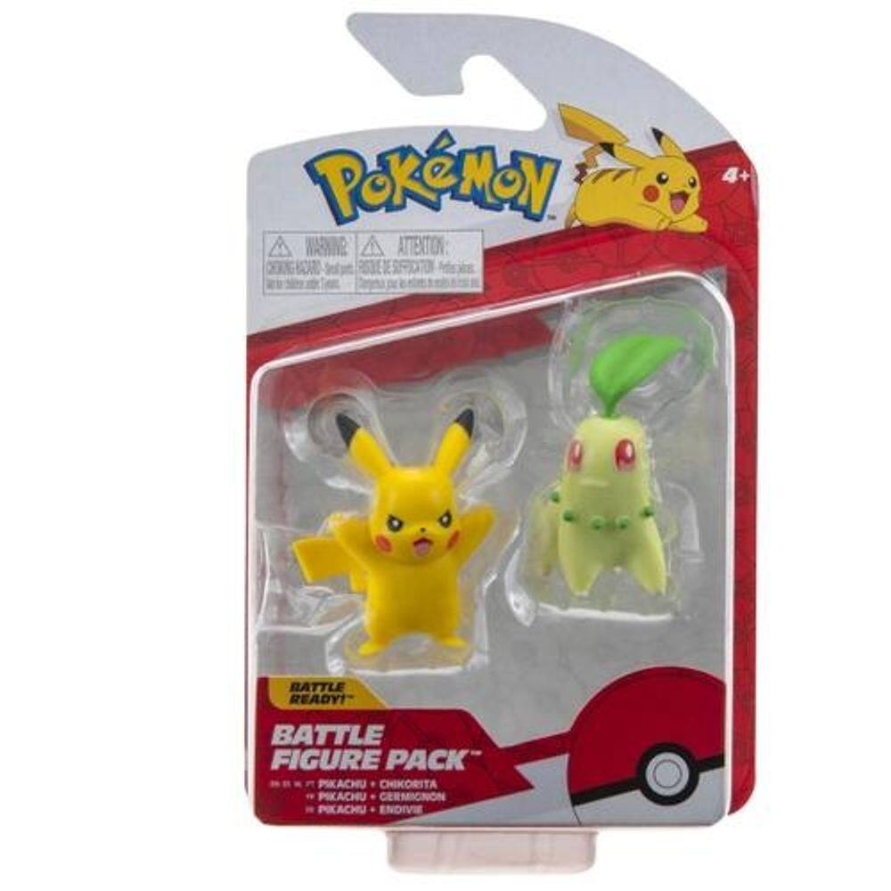 Boneco - Pikachu e Chikorita - Pokemon Battle - 2601 SUNNY BRINQUEDOS